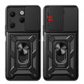 Quiberk for Infinix Hot 40 / Hot 40 Pro Phone Case Slide Camera Cover Magnetic Kickstand Hard Shockproof Armor Back Casing. 