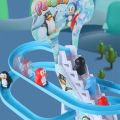 Penguin Race Set Penguin Slide Playset LED Flashing Lights Racing Track Game Set Penguin Stair Climbing Toys Kids Holiday Gift Luhuai CVC. 