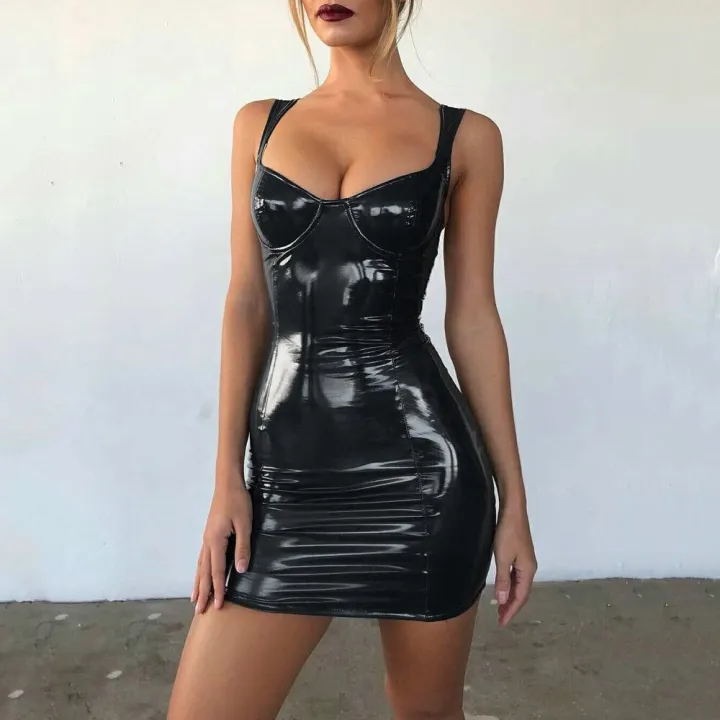 Women%20Club%20Red%20Faux%20Leather%20Dress%20Bodycon%20Wrap%20Chest%20Mini%20Sling%20Latex%20Ladies%20Dresses%20High%20Waist%20Black%20Vestidos%20Mujer%20-%20Image%205
