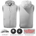 Men Summer USB Charg  Air Conditioning Clothing Fan Cooling Vest Cooling Srt Man Vest Outdoor Cooling-Q292 GY Suit. 