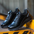 AMAWEI Rotary Buckle Work Protective Shoes Leather Safety Shoes Puncture-Proof Anti-smash Steel Toe Shoes Work Boots Men Women BunnyGarden. 