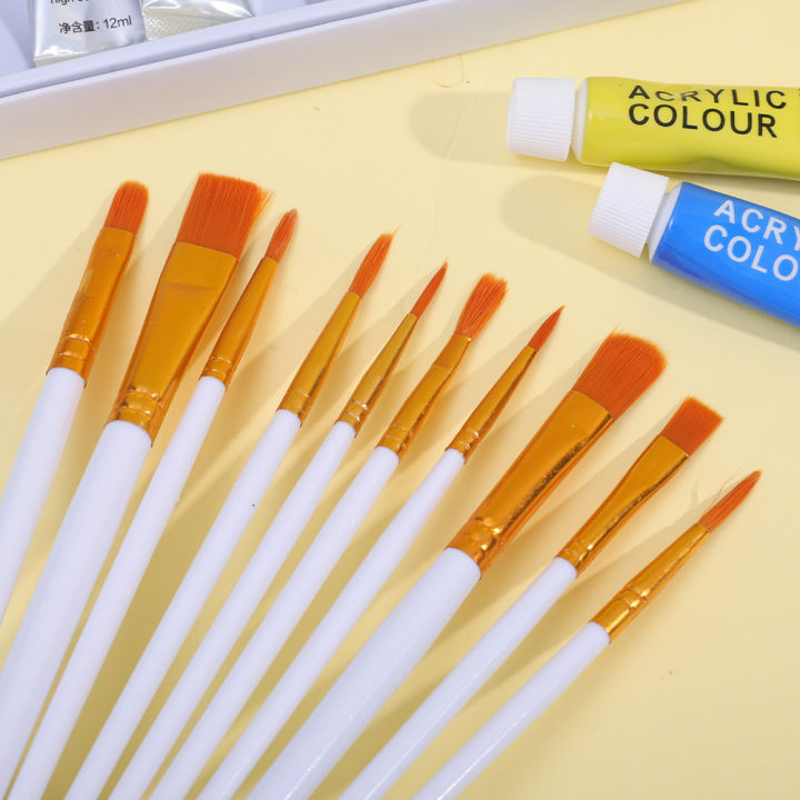10%20Pcs%20Artists%20Paint%20Brush%20Set%20Acrylic%20Watercolor%20Round%20Pointed%20Nylon%20Tip%20Multifunction%20Hook%20Line%20Short%20Pointed%20Pen%20-%20Image%202