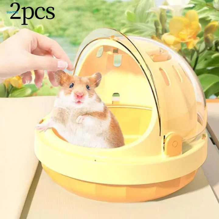 2x%20Hamster%20Carry%20Case%20Cage%20Small%20Animal%20Carry%20Case%20for%20Mice%20Squirrel%20Outdoor%20Yellow%20-%20Image%202