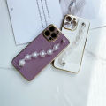 Jizetin for Vivo Y19 Back Cover With White Flowers Chain Wristband Luxury Plating Fashion Bracelet Phone Cases. 