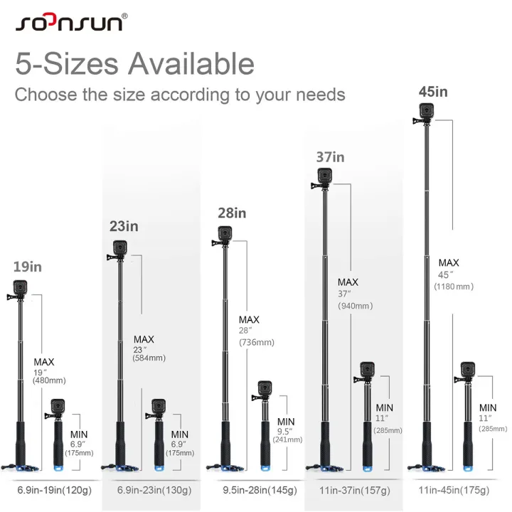 SOONSUN%20Waterproof%20Extendable%20Pole%20Selfie%20Stick%20for%20GoPro%20Hero%2012%2011%2010%209%208%207%20Hand%20Grip%20for%20SJCAM%20DJI%20Action%20Camera%20Accessories%20-%20Image%202