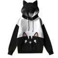 Exclusive Design Women Cute Cat Printed Cotton Hoodie For Winter.