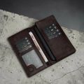 Zays Handcrafted Premium Eco-Friendly Leather Long Wallet, Top-Grain Vegetable-Tanned Slim Wallet 7.4 x 3.8 x 1 Inch, 7 Card Slots, ID Slot, Cash Compartment, Zipper Chamber, 2 Mobile Compartments.