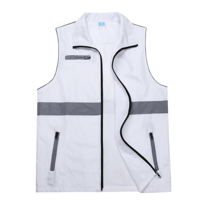customized LOGO new casual summer Joker young men's solid composite reflective sleeveless lapel zipper women vest top