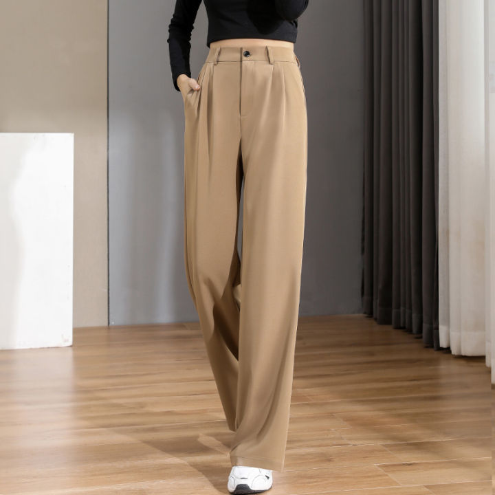 Women'S Loose Spring Summer 2024 New High Waist Wide Legs Slim Casual Trousers Korean Fashion Trend Female Suit Straight Pants
