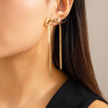 Fashion Simple Bow Gold Earrings Necklace Bracelet Set for Women Personality Trend Party Dinner Jewelry Set Accessories.
