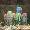 Artificial Swim Luminous Jellyfish Aquarium Decoration Silicone Odorless Plants Luminous Fish Tank Ornaments Landscape Supplies.