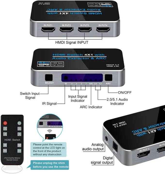 60Hz%204K%20HDMI%20Switch%20HDR%20HDMI%20ARC%20audio%20extractor%20HDMI%202.0%20splitter%20switcher%20HDMI%20Switch%20audio%20extractor%20for%20PS4%20pro%20apple%20TV%20-%20Image%205