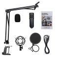 HXSJ Usb 192Khz/24Bit Podcast Re-cording Microphone Kit Professional Condenser Studio Broadcasting Mic With Stand Flat Head Microphone. 
