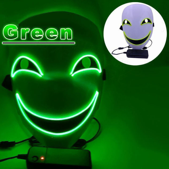 New Creative LED Halloween Clown Glow Mask White Green Blue Red Crying Smile Clown