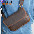 Malunte shoulder bag, leather men's bag, trendy fashion small shoulder bag, mobile phone bag, motorcycle bag, crazy horse leather crossbody bag men.