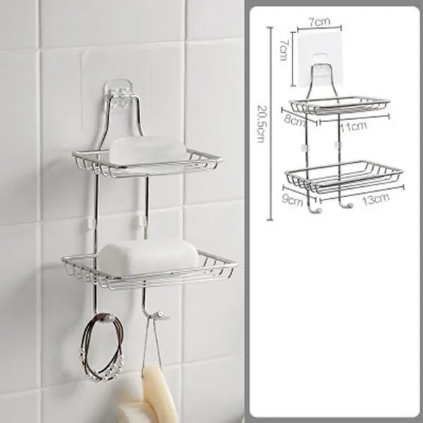 soap%20holder%20organizer%20lagayan%20ng%20sabon%20pang%20ligo%20soap%20organizer%20OYOREFD%20Strong%20Wall%20Mounted%20Stainless%20Steel%20Soap%20Holder%20Bathroom%20Double%20Layer%20Drain%20Soap%20Tray%20Shower%20Soap%20Dish%20Bathroom%20Products%20-%20Image%202