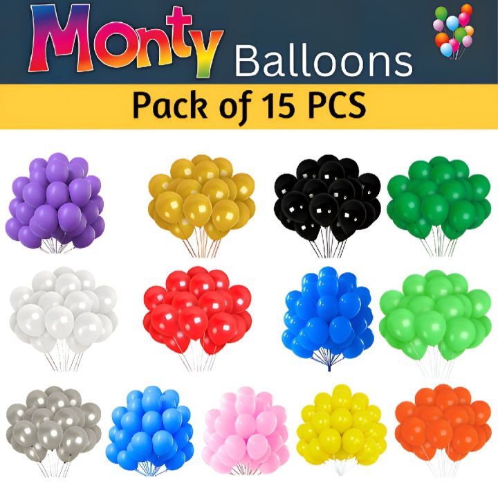 Monty Balloon - 15 Pcs (Premium Party Balloon)/Monty latex Balloon 15 Pieces for decorations