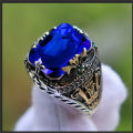 Luxury Multiple Colors Saudi Arabic Mens Fashion Stainless Steel Thai Silver Gemstone Jewelry Rings. 