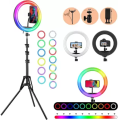 10" RGB LED Soft Ring Light with Tripod Stand for Photography Makeup YouTube Video Shooting Selfie - Ring Light. 