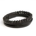 Men Leather Bracelet Classic Fashion Tiger Eye Beaded Multi Layer Leather Bracelet For Men Jewelry Gift.