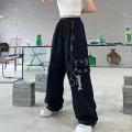 Punk Black Cargo Pants Women Gothic Chain White Wide Leg Trousers Female Hippie Street Style Emo Mall Goth.