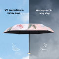 Small Portable Umbrella Woman Mini Pocket 5/6-folding Umbrella Rain Fashionable Oil Painting Travel Parasol Windproof Umbrella. 