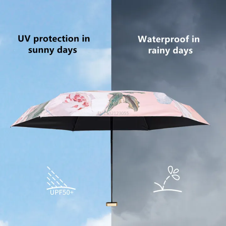 Small%20Portable%20Umbrella%20Woman%20Mini%20Pocket%205/6-folding%20Umbrella%20Rain%20Fashionable%20Oil%20Painting%20Travel%20Parasol%20Windproof%20Umbrella%20-%20Image%206