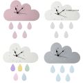 【Ready Stock *Nordic Wooden Cloud Raindrop Shaped Wall Clock Nursery Kids Room Decoration. 