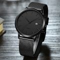 CRRJU Fashion Mens Watches Ultra Thin Quartz Watch Men Casual Slim Mesh Steel Waterproof Sport Watch Black Relogio Masculino. 