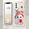 FINDWORLD for Redmi Note 11/Note 11S Cartoon Cute Rabbits Lambskin Texture Soft Silicone PU Leather Back Cover Phone Case.