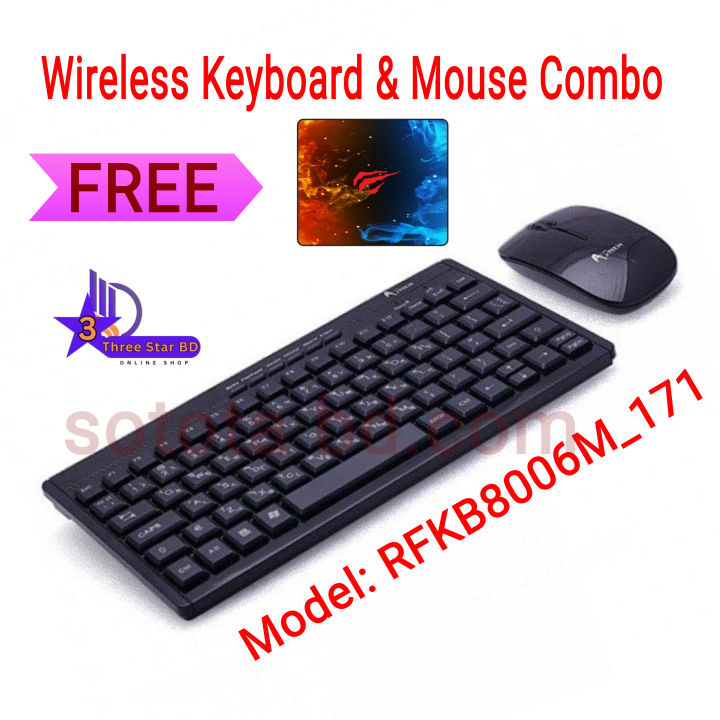 Mouse Keyboard / A.Tech RFKB8006M_171 Wireless Multi Midia Mini Keyboard Mouse with mouse pad free