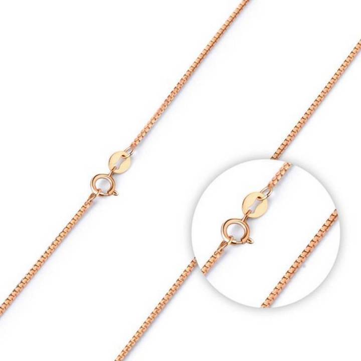 Fine Jewelry Rose Gold Collares Box Chain Necklace For Men & Women
