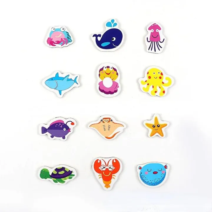 12pcs/lot%20Animal%20Fridge%20Magnet%20Fish%20and%20Crab%20Wooden%20Fridge%20Magnet%203D%20Cartoon%20Sticker%20Toy%20for%20Kids%20Diy%20Office%20Whiteboard%20Gadget%20-%20Image%206