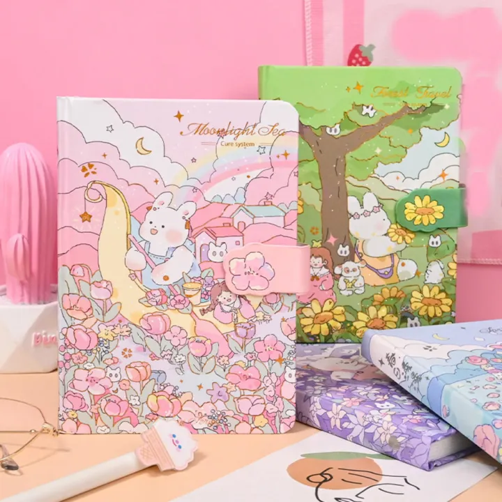 Rabbit%20Notebook%20Color%20Illustrated%20Page%20Hand%20Book%20Magnetic%20Buckle%20Student%20Journals%20Cute%20Notebook%20Office%20Accessories%20Kawaii%20-%20Image%202