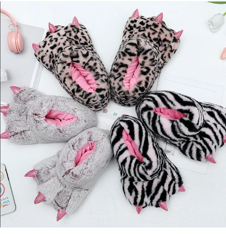 Winter Warm Soft Indoor Floor Slippers Creative Animal Paw Slipper