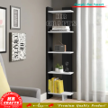 Corner Bookcase Bookshelf Shelving-corner shelf-corner design-corner rack-corner showcase-living room furniture-Corner Décor-Interior Design-Color Black&White, Black&Promoteak-HR Crafts. 