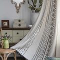 Bohemian Ethnic Style Curtain Cotton Linen Thin Window Decorative Geometry Printing Bedroom Finished Curtains cortinas boho. 