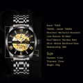 TEVISE T9005A Automatic Skeleton Diamond Scale Luminous Men Mechanical Watch - Silver. 