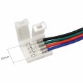 RGB LED Strip Connector 4-Pin 10mm unwired Gapless Solderless Adapter Terminal Extension for SMD5050 Strip Light.