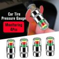 Car Auto Tire Pressure Monitor Valve Stem Cap – 4pcs - 1set - Smart Pressure Indicator Sensor. 