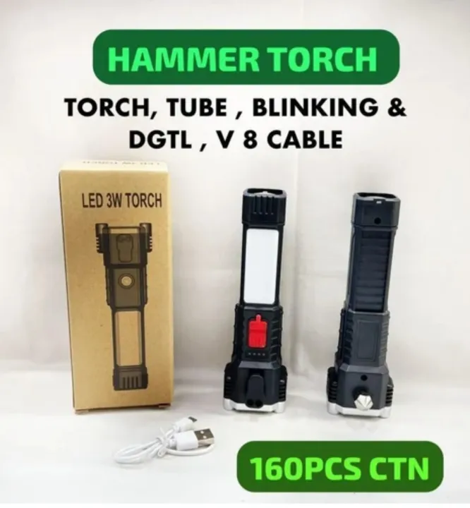 Super%20Bright%20Rechargeable%20Hammer%20LED%20Handheld%20Flashlight%20Portable%20Spotlight%204%20Mode%20New%20-%20Image%203