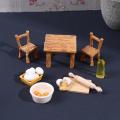 1Set 1:12 Dollhouse Miniature Furniture Kitchen Chair Rolling Pin Olive Oil Egg Model DIY Accessories.