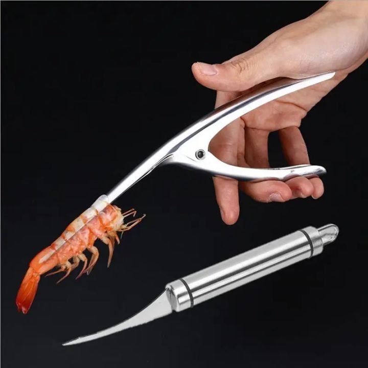 【hot】 2Pcs Stainless Steel Seafood Tools Shrimp Peeler Prawn Line Cutter Cleaning Shrimp Line Cutter Shell Remover Kitchen Accessories
