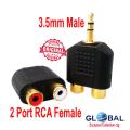 3.5 mm Male to 2 RCA Female Audio Adapter (1pcs) for Computer Speaker Earphone Headphone. 