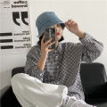 Black and White Plaid Shirt Female Spring and Autumn Fashion Thin Student Loose Long Sleeve Hong Kong Style Retro Design Sense All-Matching Shirt. 