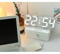 3D Digital Wall Clock LED Table Clock Time Alarm Temperature Date Sound Control Night Light With Button Control Clock ( Only White Color) - D Shop. 