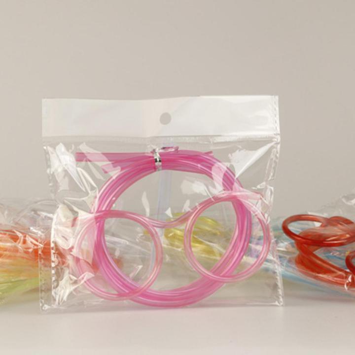 Fun Soft Plastic Glasses Straw/ Reusable Flexible Drinking Diy Straws/ Funny Glasses Drinking Toys Kids Party Supplies