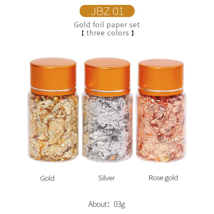 Hengli jewelry story】（NEW）3PCS Gold Foil Flakes For Resin