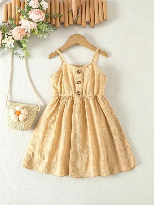 Kids%20Girls%20Fashionable%20Sleeveless%20Dress%20Simple%20Style%20with%20Buttons%20Tank%20Top%20Dress%20Children%E2%80%99s%20Clothes%20-%20Image%202