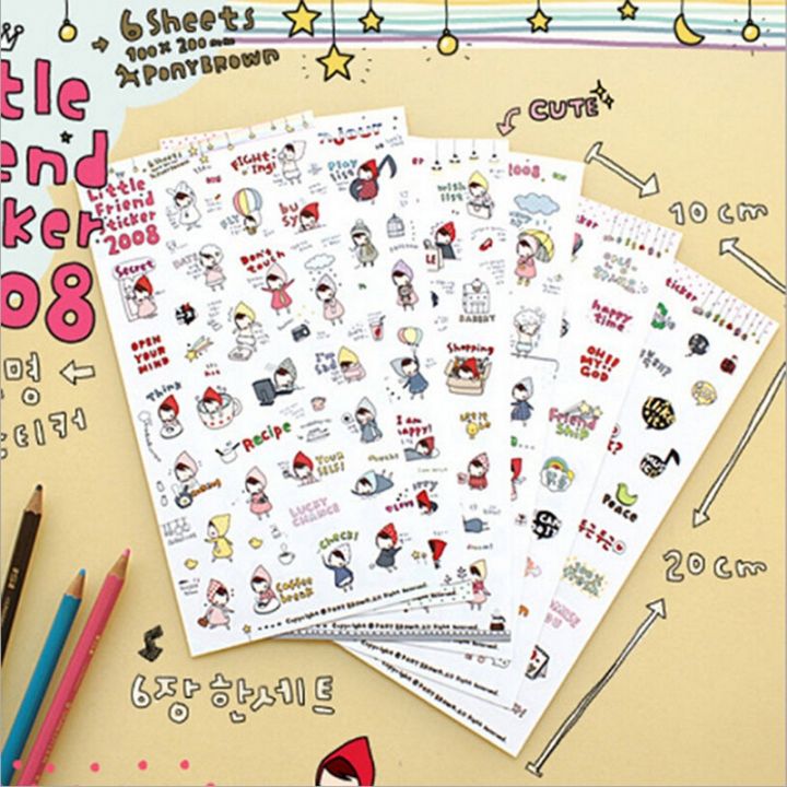 6 sheets My Little Friend DIY Schedule Diary Calendar Filofax Decoration Sticker